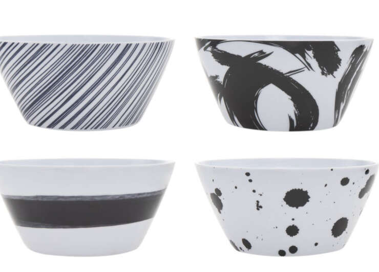 Brush Stroke Black and White Bowls