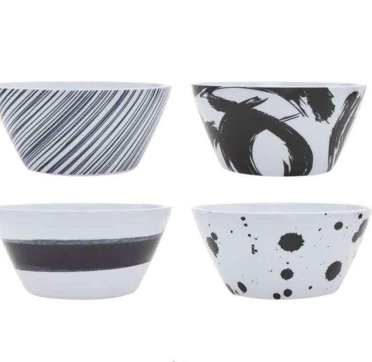 Brush Stroke Black and White Bowls