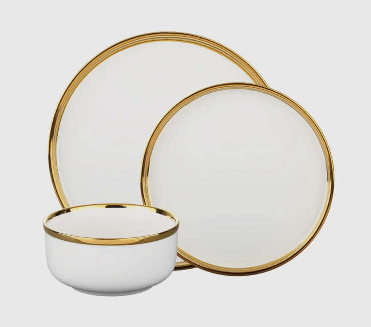 Hill Crest 12Pc Gold Rim Dinnerware Set - Image 3