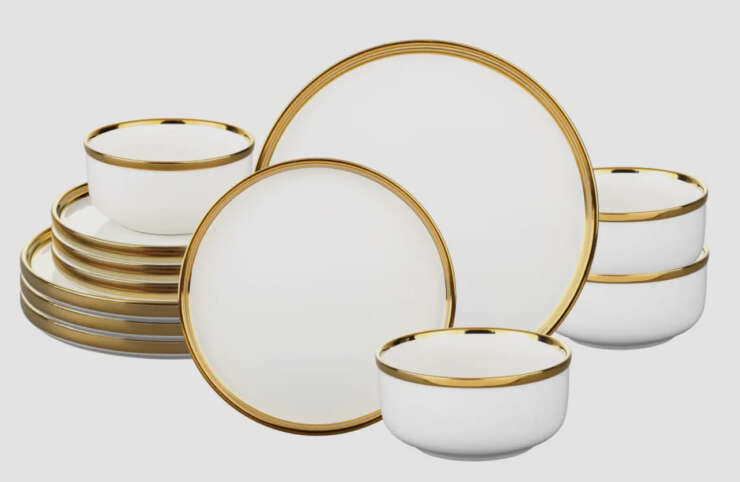 Hill Crest 12Pc Gold Rim Dinnerware Set - Image 2