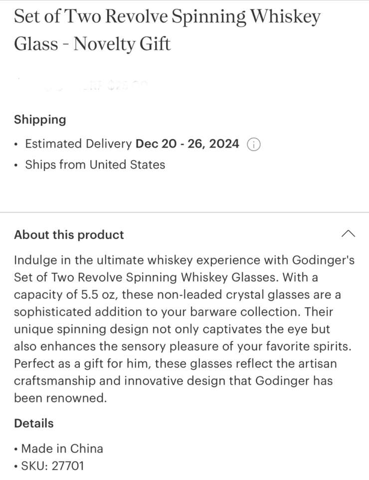 Set of 2 Novelty Gift Spinning Whiskey glasses - Image 2