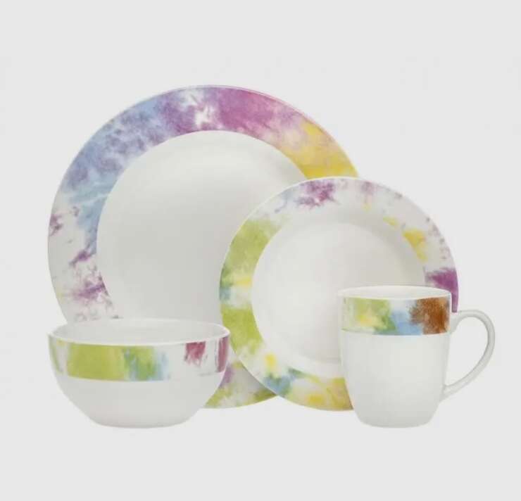 Tie Dye 16 Pc Dinnerware Set