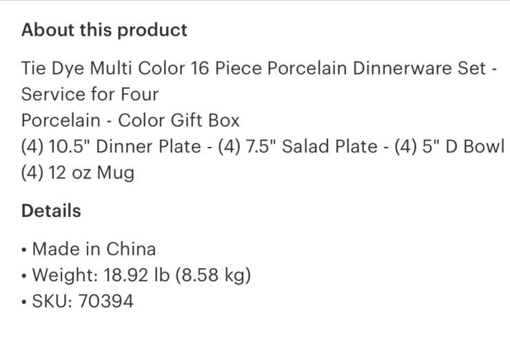 Tie Dye 16 Pc Dinnerware Set - Image 5